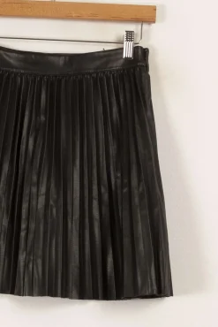 Hot IKKS Jupe plissée e effet cuir - Taille M/38 Noir