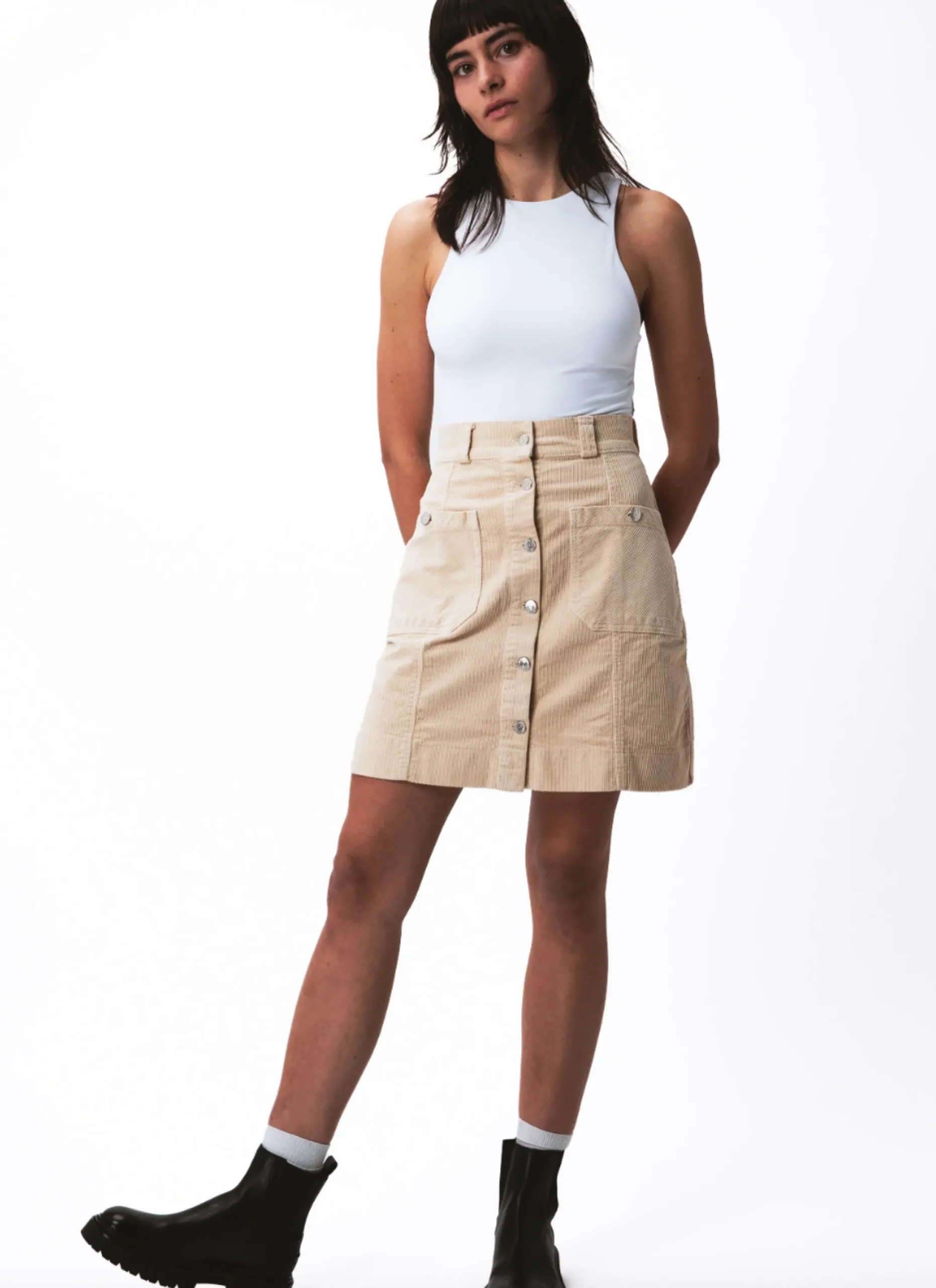 Online Côtelé Paris Jupe trapeze sable - XXS/32 Beige