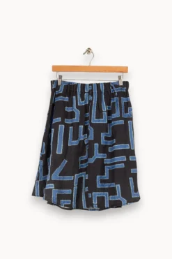 Cheap La Fée Maraboutée Jupe évasée en lin imprimé - M/38 Bleu