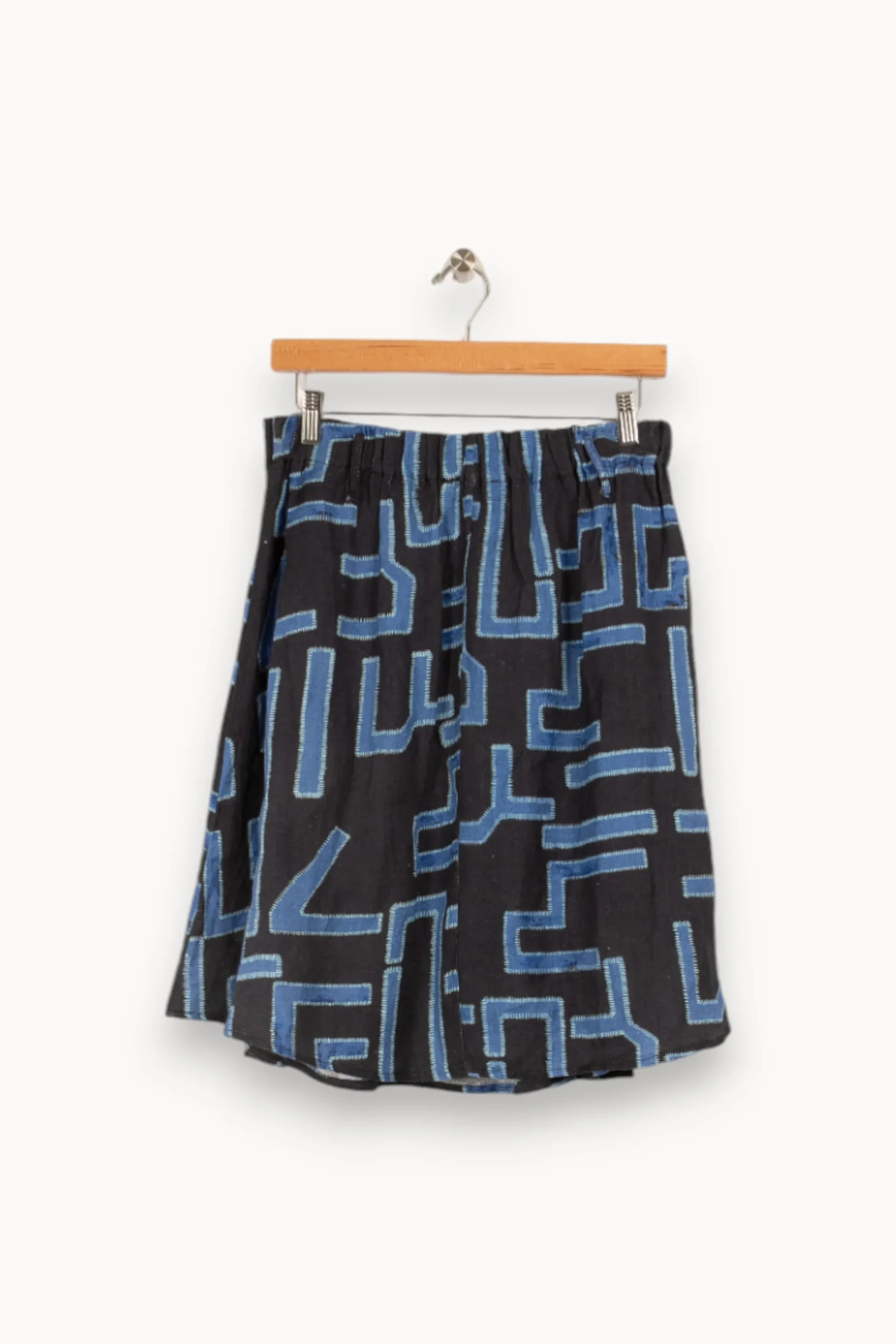 Cheap La Fée Maraboutée Jupe évasée en lin imprimé - M/38 Bleu