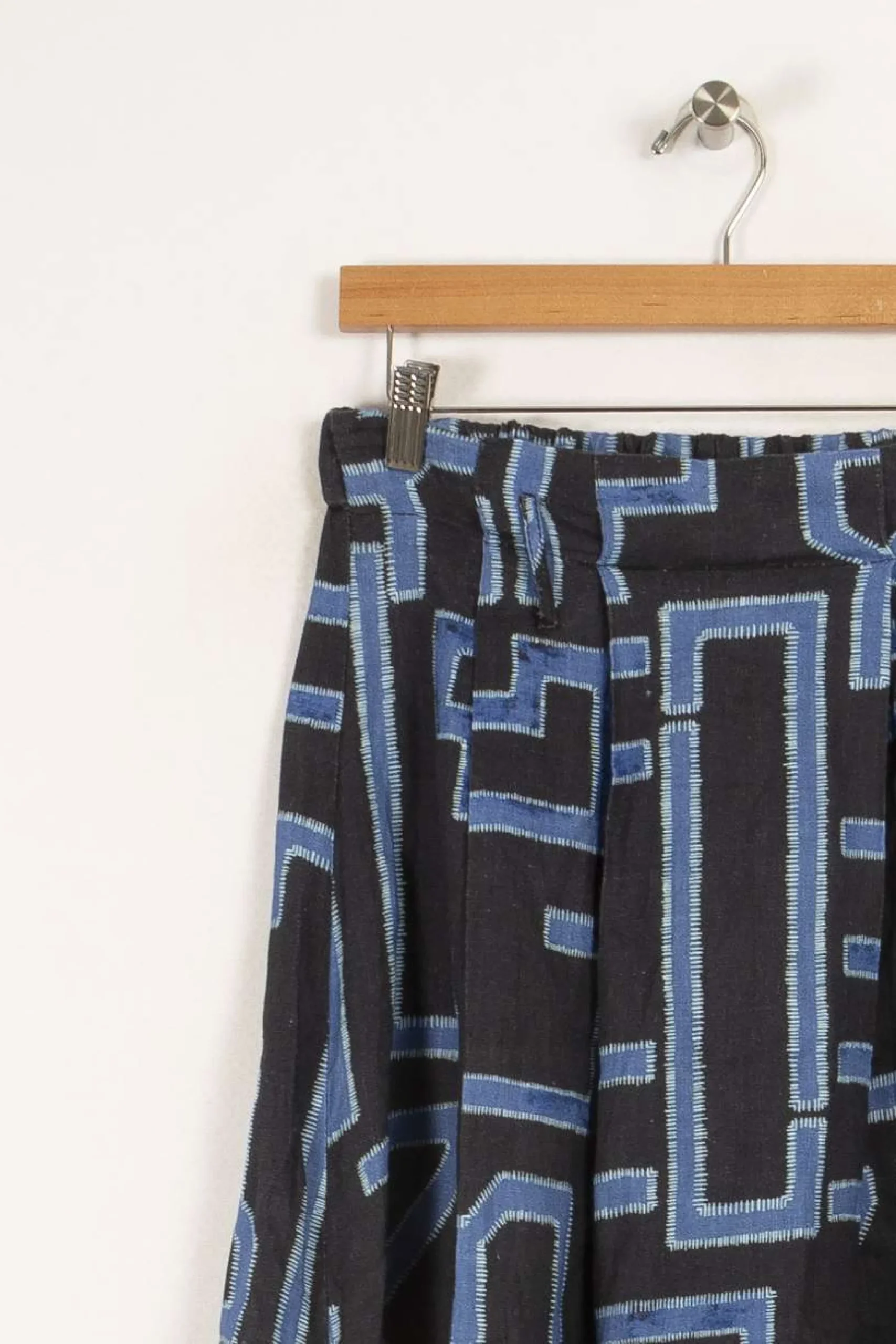 Cheap La Fée Maraboutée Jupe évasée en lin imprimé - M/38 Bleu