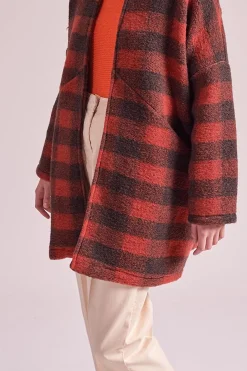 Fashion La Fée Maraboutée Manteau à carreaux bicolores - M/38 Orange