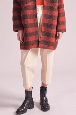 Fashion La Fée Maraboutée Manteau à carreaux bicolores - M/38 Orange
