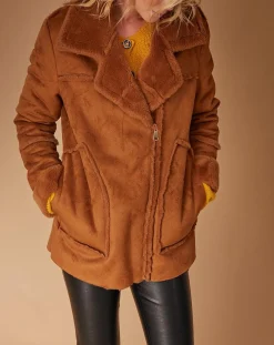Best La Fée Maraboutée Manteau court effet peau retournée - 42 Marron