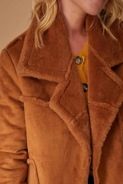 Best La Fée Maraboutée Manteau court effet peau retournée - 42 Marron