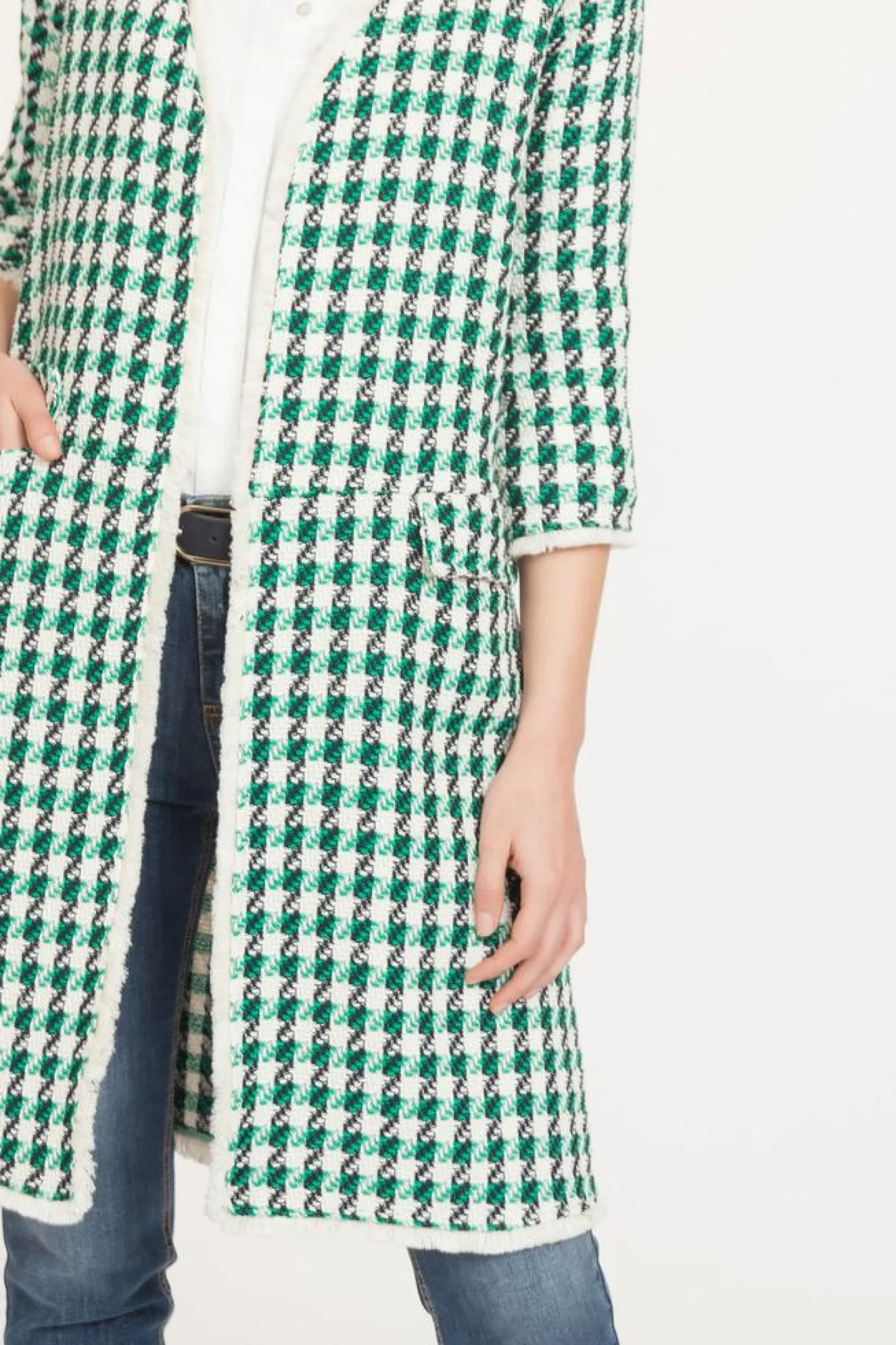 Shop La Fée Maraboutée Manteau pieds de coq - L/40 Vert