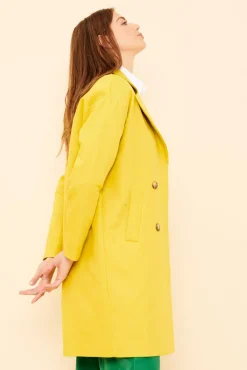 Cheap La Fée Maraboutée Manteau uni en toile de coton texturisée - S/36 Jaune