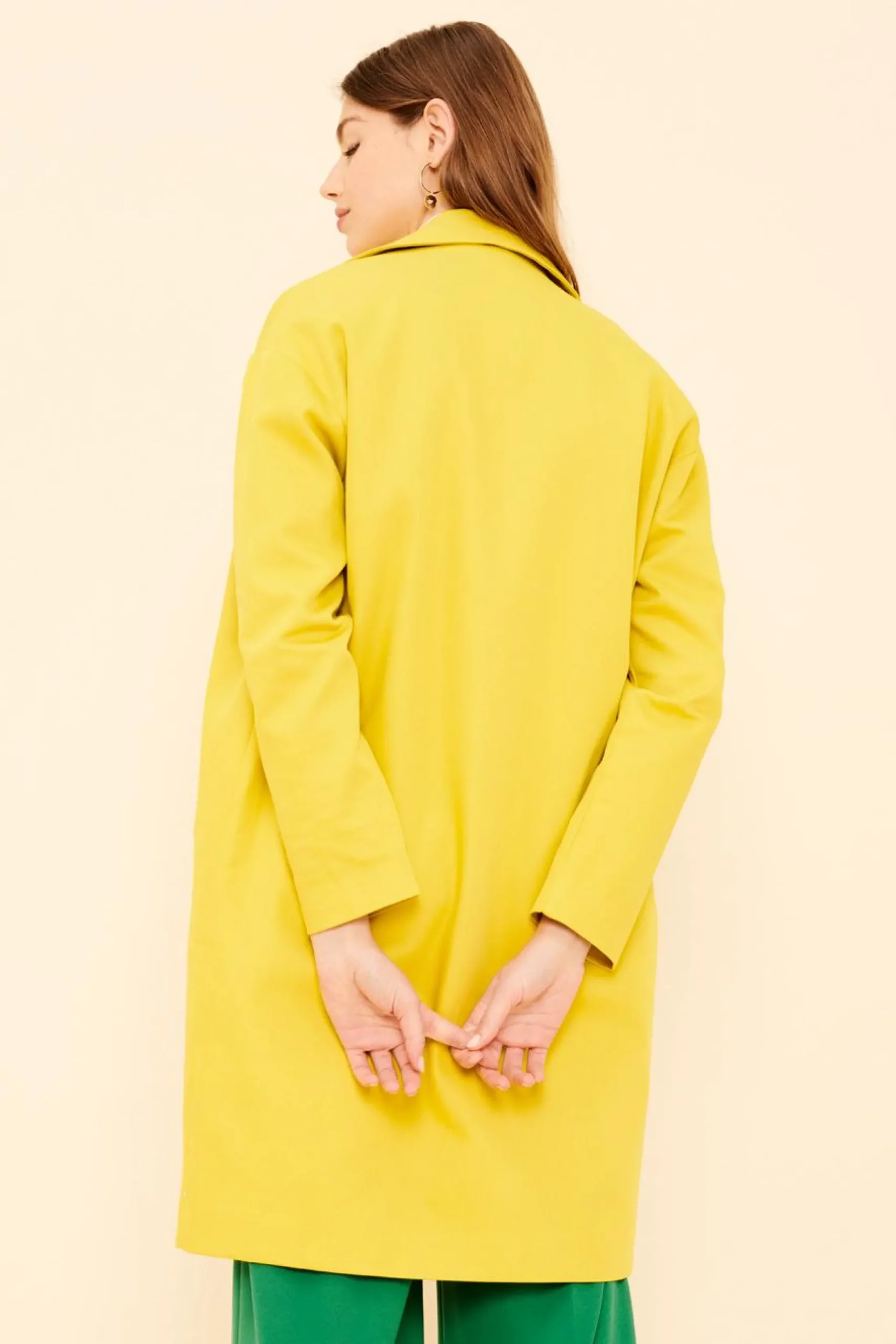 Cheap La Fée Maraboutée Manteau uni en toile de coton texturisée - S/36 Jaune