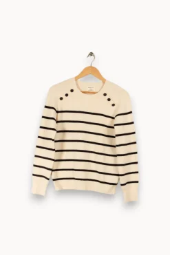 Shop Maison 123 Marinière he et bleue - Taille M/38 Blanc