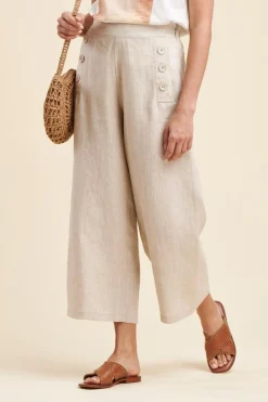 Clearance La Fée Maraboutée Pantalon à ponts en lin - XL/42 Beige