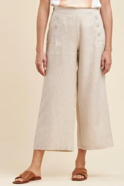 Clearance La Fée Maraboutée Pantalon à ponts en lin - XL/42 Beige