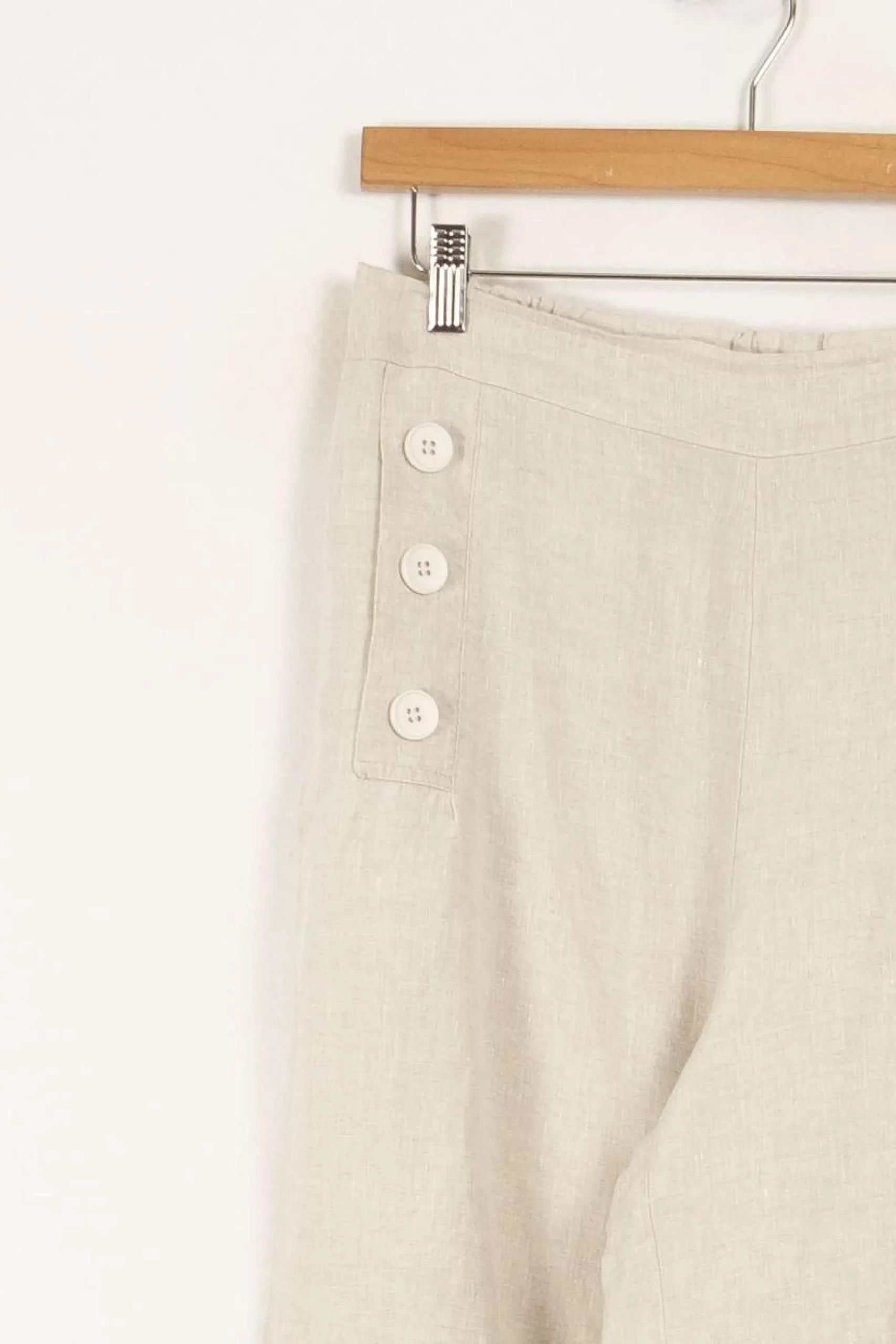 Clearance La Fée Maraboutée Pantalon à ponts en lin - XL/42 Beige
