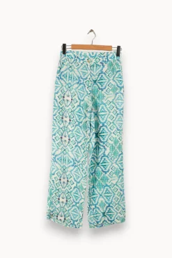 Cheap La Fée Maraboutée Pantalon ample en lin imprimé - S/36 Bleu