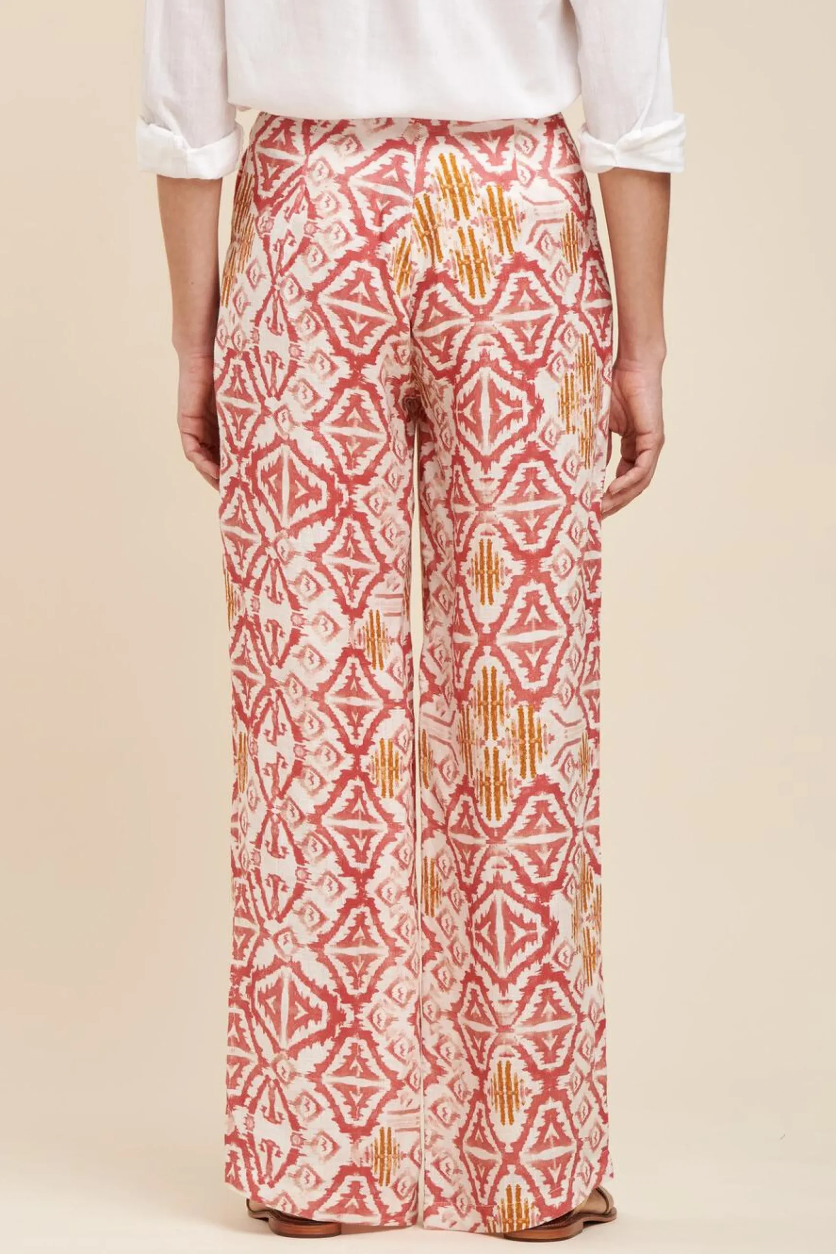 Cheap La Fée Maraboutée Pantalon ample en lin imprimé - S/36 Bleu