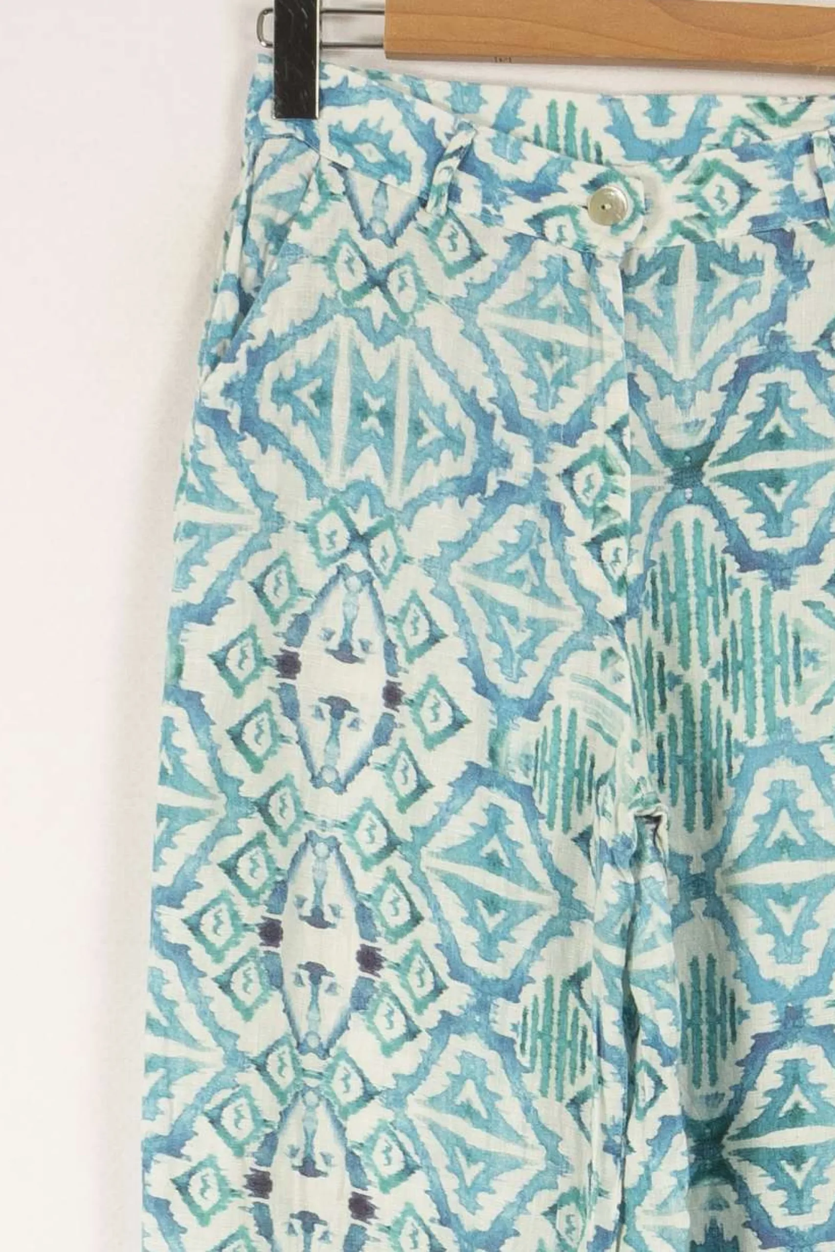Cheap La Fée Maraboutée Pantalon ample en lin imprimé - S/36 Bleu