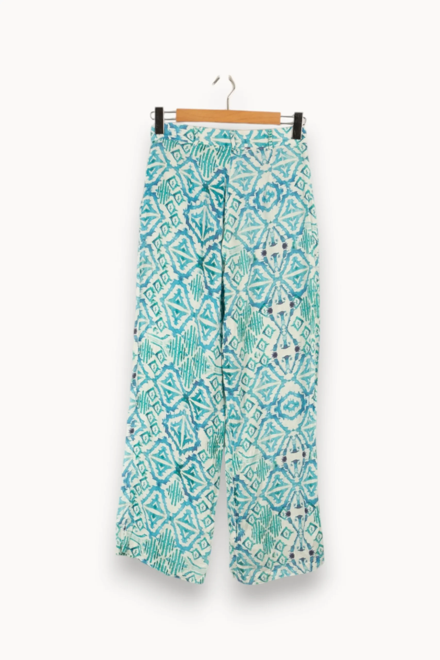 Cheap La Fée Maraboutée Pantalon ample en lin imprimé - S/36 Bleu