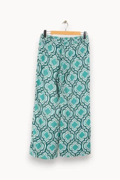 Discount La Fée Maraboutée Pantalon coupe droite imprimé - M/38 Bleu