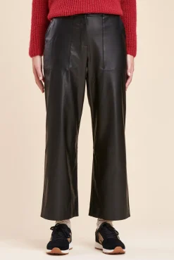 Shop La Fée Maraboutée Pantalon droit effet cuir - 36 Noir