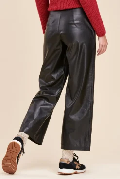 Shop La Fée Maraboutée Pantalon droit effet cuir - 36 Noir