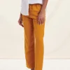 Best Sale La Fée Maraboutée Pantalon droit moutarde avec taille élastique - S/36 Orange