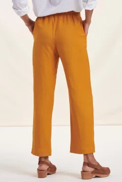 Best Sale La Fée Maraboutée Pantalon droit moutarde avec taille élastique - S/36 Orange