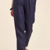 Cheap La Fée Maraboutée Pantalon en lin coupe droite - S/36 Bleu
