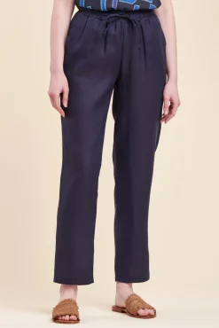 Cheap La Fée Maraboutée Pantalon en lin coupe droite - S/36 Bleu