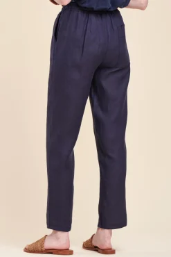 Cheap La Fée Maraboutée Pantalon en lin coupe droite - S/36 Bleu
