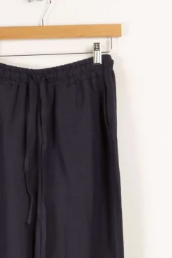Cheap La Fée Maraboutée Pantalon en lin coupe droite - S/36 Bleu