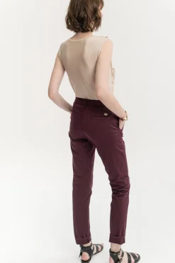 Fashion La Fée Maraboutée Pantalon en toile de coton - S/36 Bordeaux