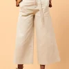 Best La Fée Maraboutée Pantalon en toile large 7/8ème ceinturé - 42 Beige