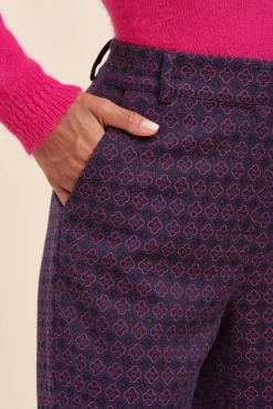 Outlet La Fée Maraboutée Pantalon jacquard évasé - 40 Violet