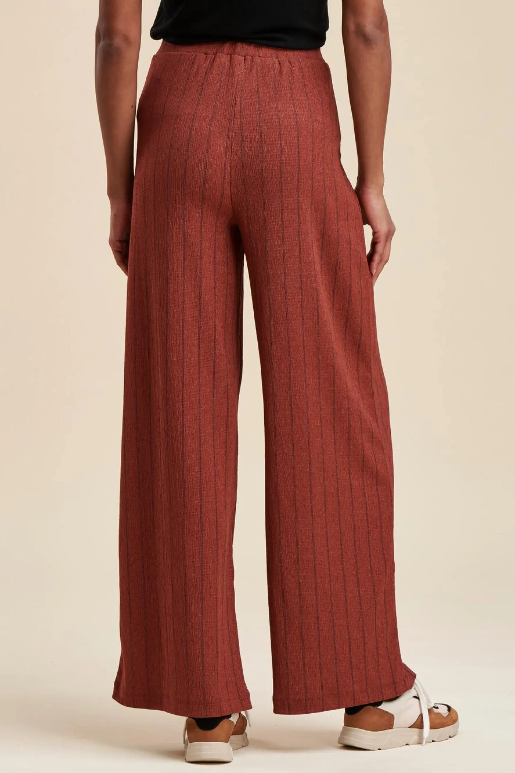New La Fée Maraboutée Pantalon jersey rayé - S/36 Marron