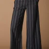 Store La Fée Maraboutée Pantalon large à rayures vertes - L/40 Bleu