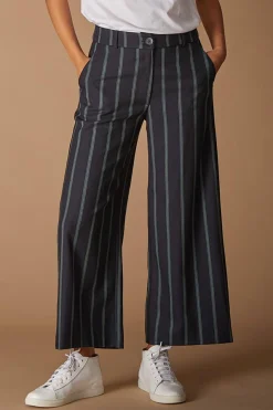 Store La Fée Maraboutée Pantalon large à rayures vertes - L/40 Bleu