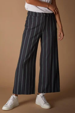 Store La Fée Maraboutée Pantalon large à rayures vertes - L/40 Bleu