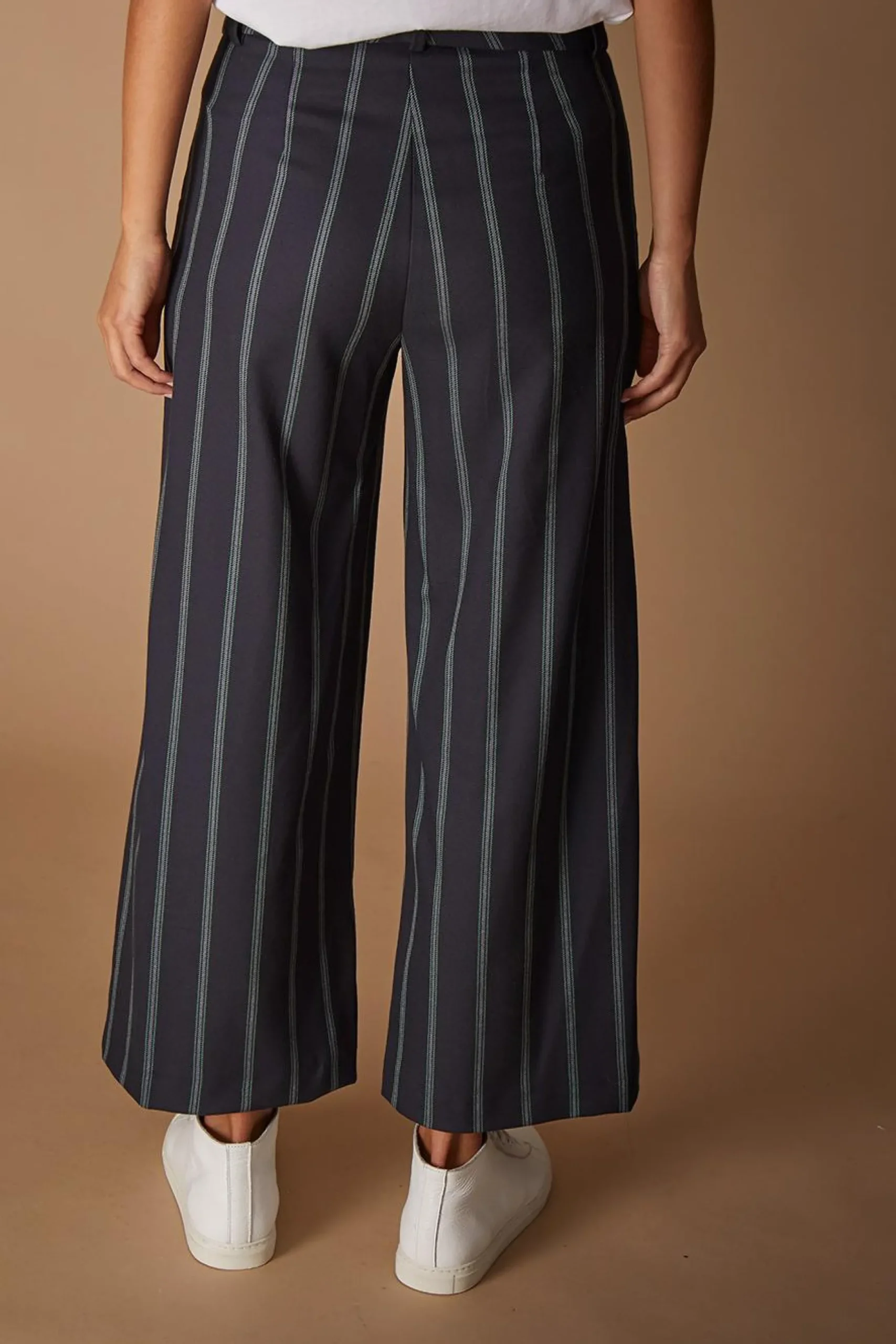 Store La Fée Maraboutée Pantalon large à rayures vertes - L/40 Bleu