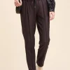 Clearance La Fée Maraboutée Pantalon pied de puce taille élastiquée - 42 Marron