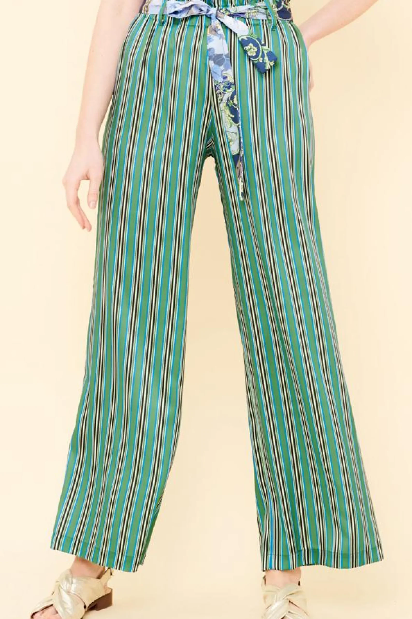 Online La Fée Maraboutée Pantalon rayé - L/40 Vert