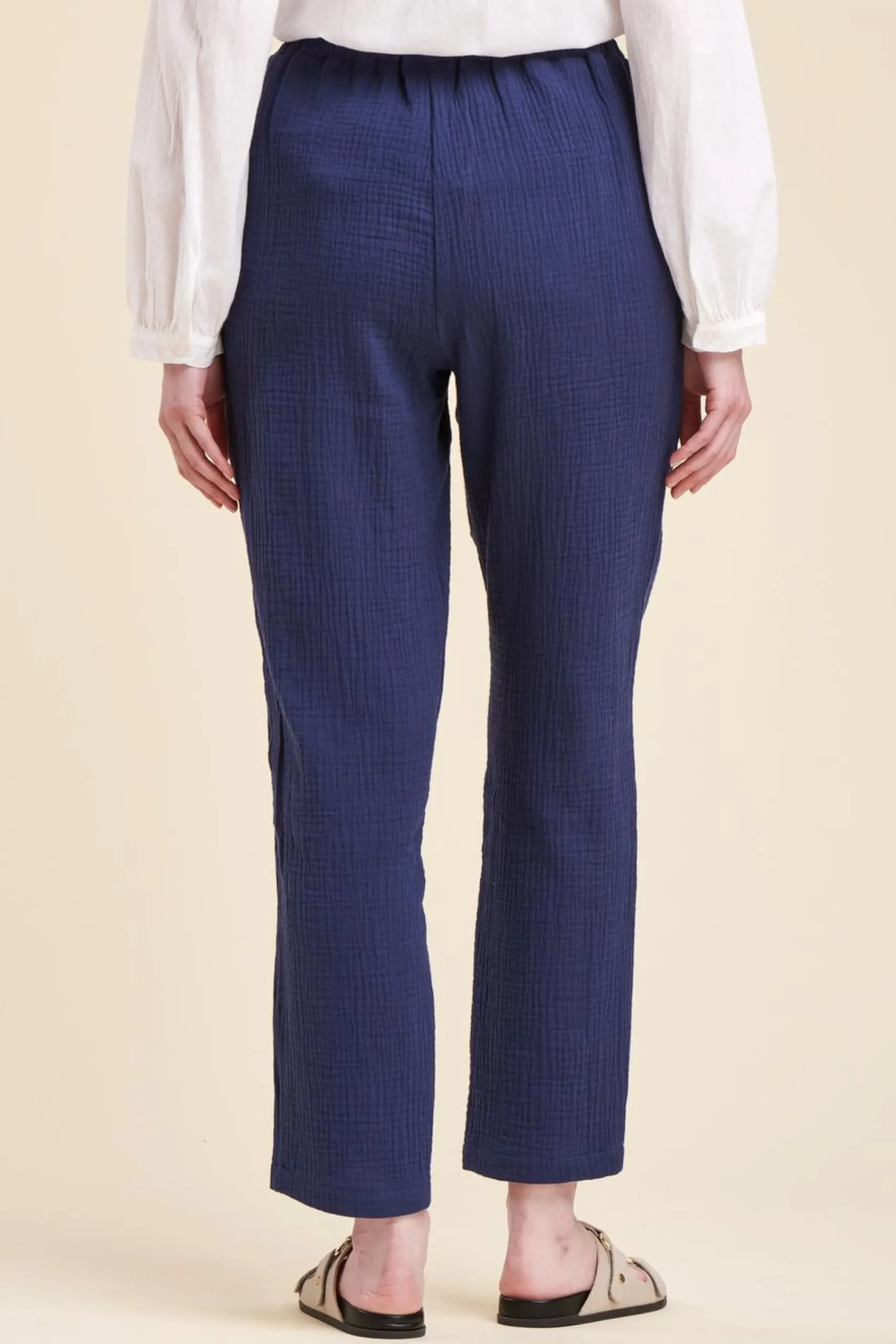 New La Fée Maraboutée Pantalon taille élastiquée en gaze de coton - S/36 Blanc