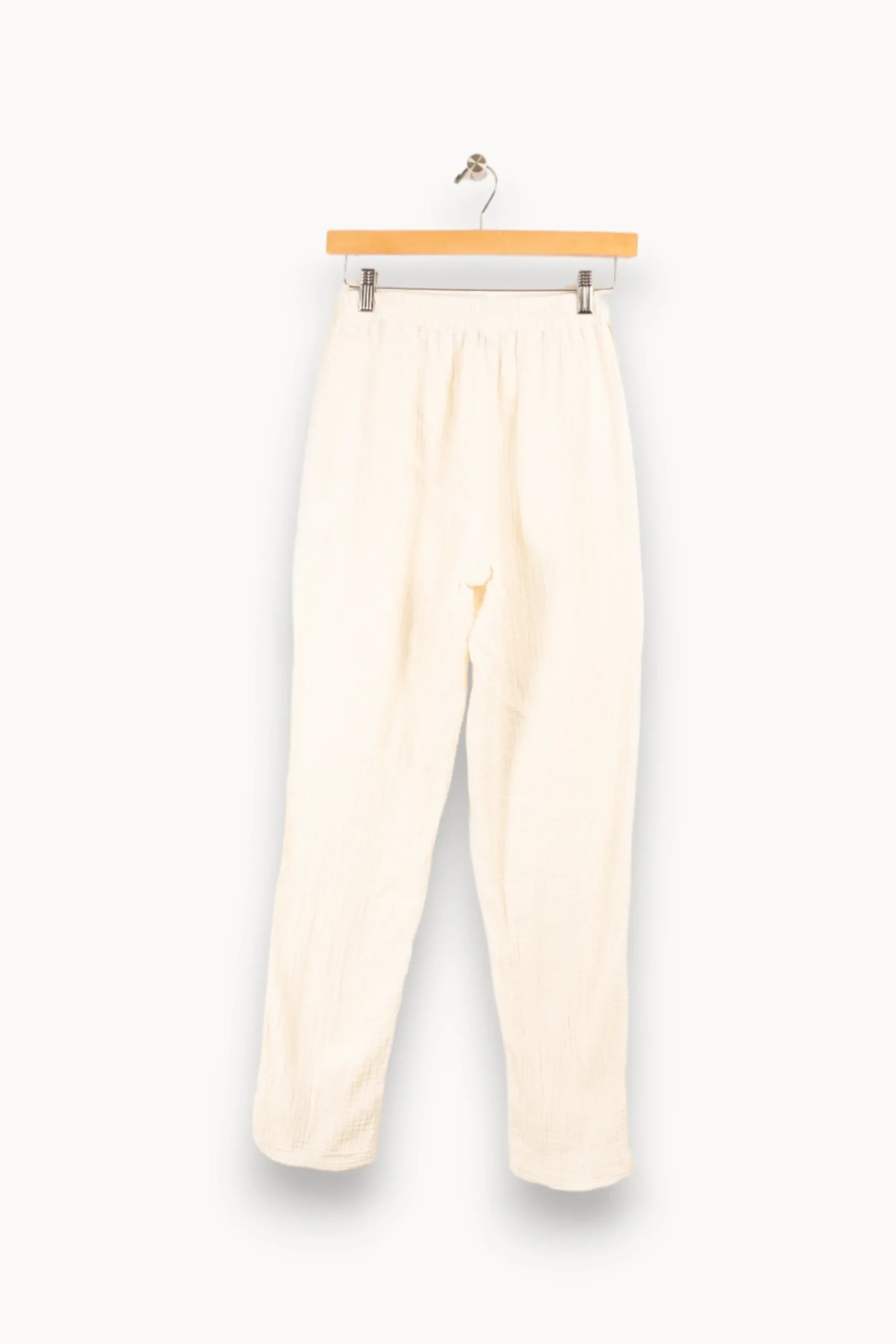 New La Fée Maraboutée Pantalon taille élastiquée en gaze de coton - S/36 Blanc