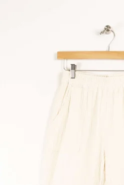 New La Fée Maraboutée Pantalon taille élastiquée en gaze de coton - S/36 Blanc