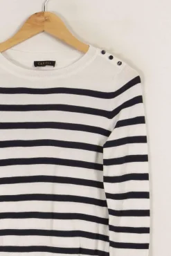 Online Caroll Pull à rayures bleues - Taille XS/34 Blanc