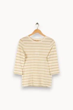 New Caroll Pull à rayures dorées - Taille S/36 Blanc