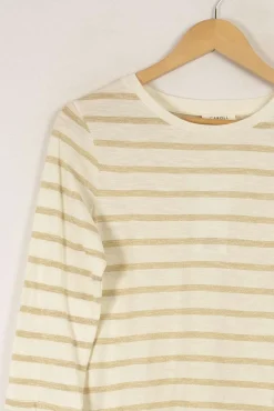 New Caroll Pull à rayures dorées - Taille S/36 Blanc