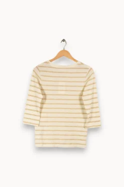 New Caroll Pull à rayures dorées - Taille S/36 Blanc