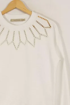 Outlet La Fée Maraboutée Pull avec détails - Taille XS/34 Blanc