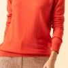 Store La Fée Maraboutée Pull coton biologique encolure fantaise - S/36 Orange