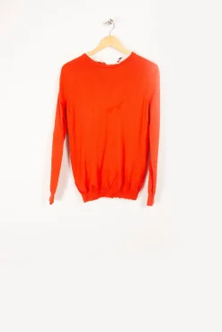 Store La Fée Maraboutée Pull coton biologique encolure fantaise - S/36 Orange