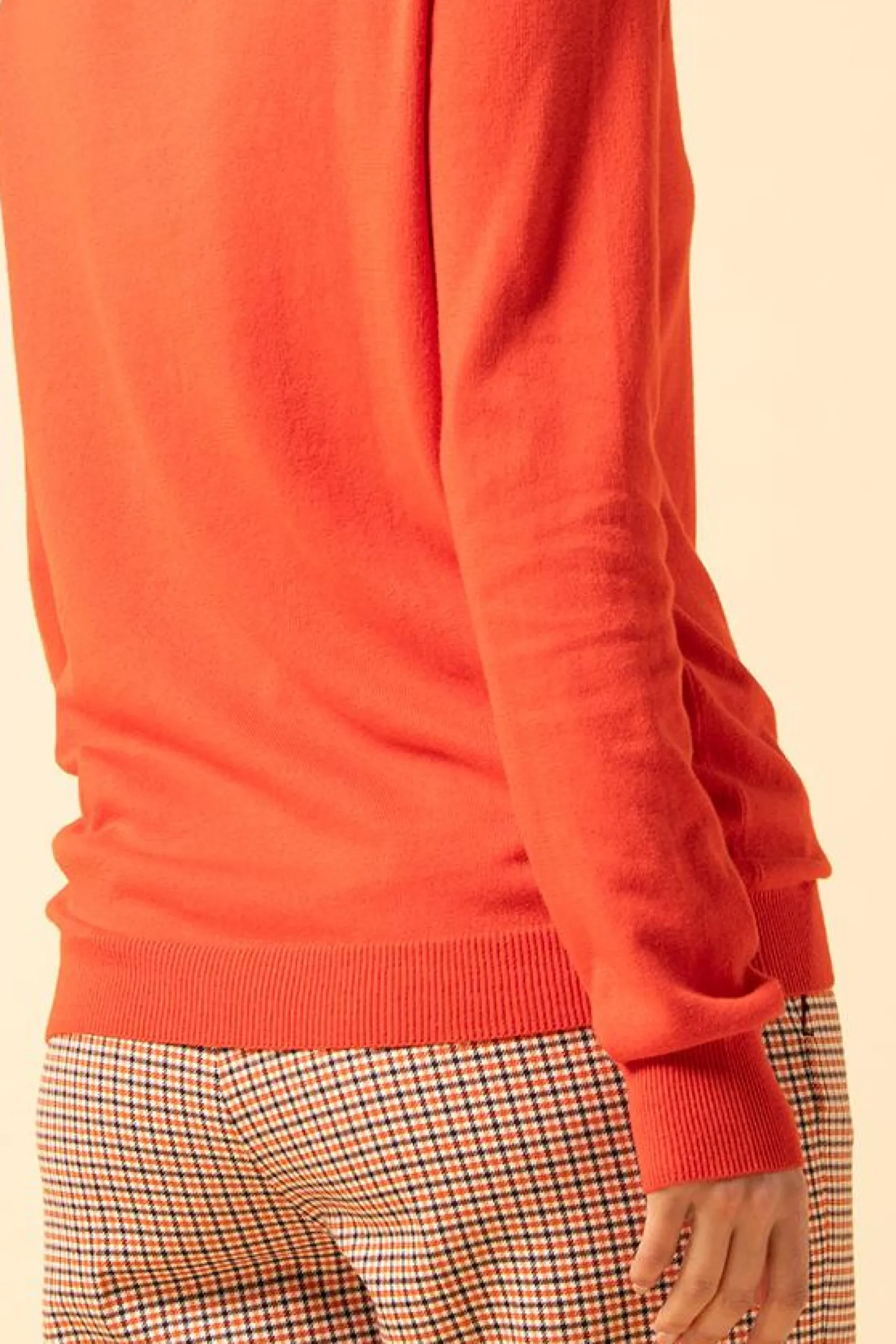 Store La Fée Maraboutée Pull coton biologique encolure fantaise - S/36 Orange